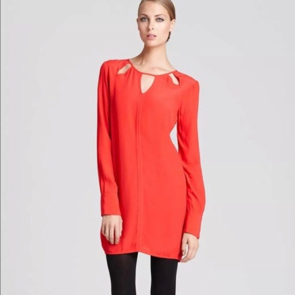 NWT BCBG Red Emmalise Long Sleeve Cutout Dress - Picture 4 of 8